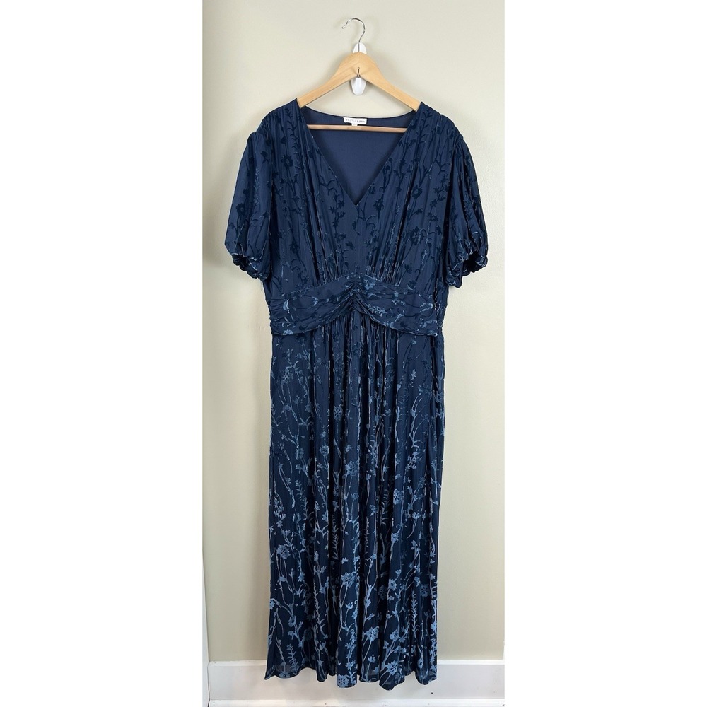 Navy V-Neck Embroidered Maxi Dress - Women